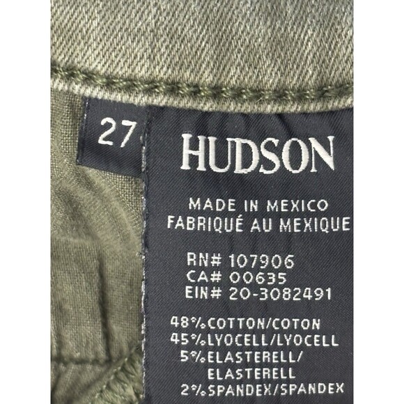 Hudson Krista Olive Distressed Ankle Skinny Jeans Frayed Hem Womens Denim Sz 27 - Picture 15 of 16